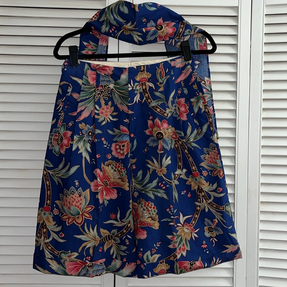 Ralph Lauren high waisted pleated floral Matching belt/headband Bermuda …